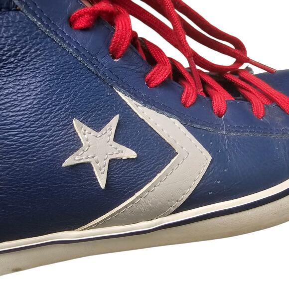 Converse Con Pro Leather Vulcanized Mid Shoes Blue Red Brown Size Mens 8 W 9.5 - Picture 6 of 14